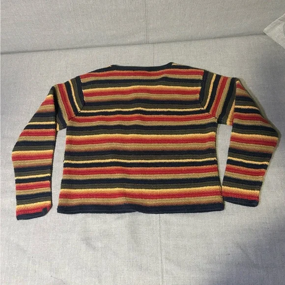 Vtg Multicolor Striped Women's Cardigan Sweater Small - Picture 8 of 9